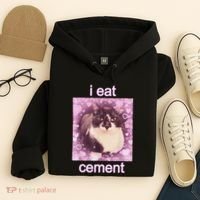 I Eat Cement Cursed Cat Funny Oddly Specific Dank Meme Hoodie thumb 4