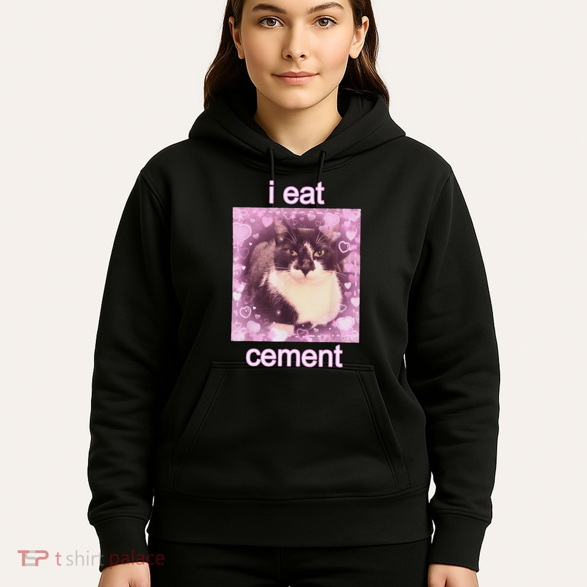 I Eat Cement Cursed Cat Funny Oddly Specific Dank Meme Hoodie
