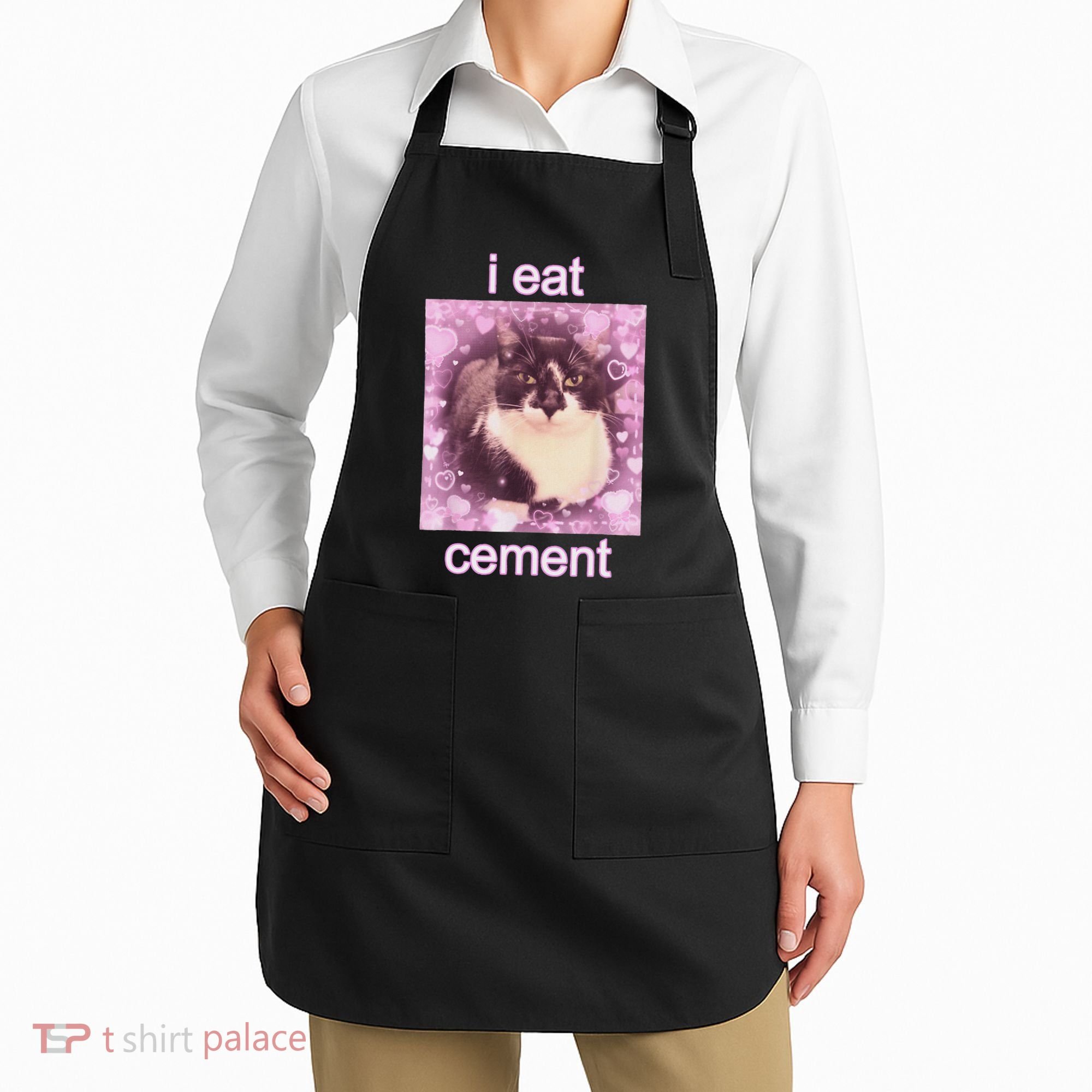 I Eat Cement Cursed Cat Funny Oddly Specific Dank Meme Apron