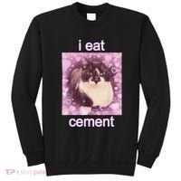 I Eat Cement Cursed Cat Funny Oddly Specific Dank Meme Sweatshirt thumb 0