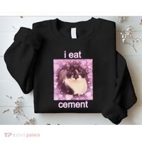 I Eat Cement Cursed Cat Funny Oddly Specific Dank Meme Sweatshirt thumb 2