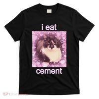 I Eat Cement Cursed Cat Funny Oddly Specific Dank Meme T-Shirt thumb 0