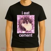 I Eat Cement Cursed Cat Funny Oddly Specific Dank Meme T-Shirt thumb 3