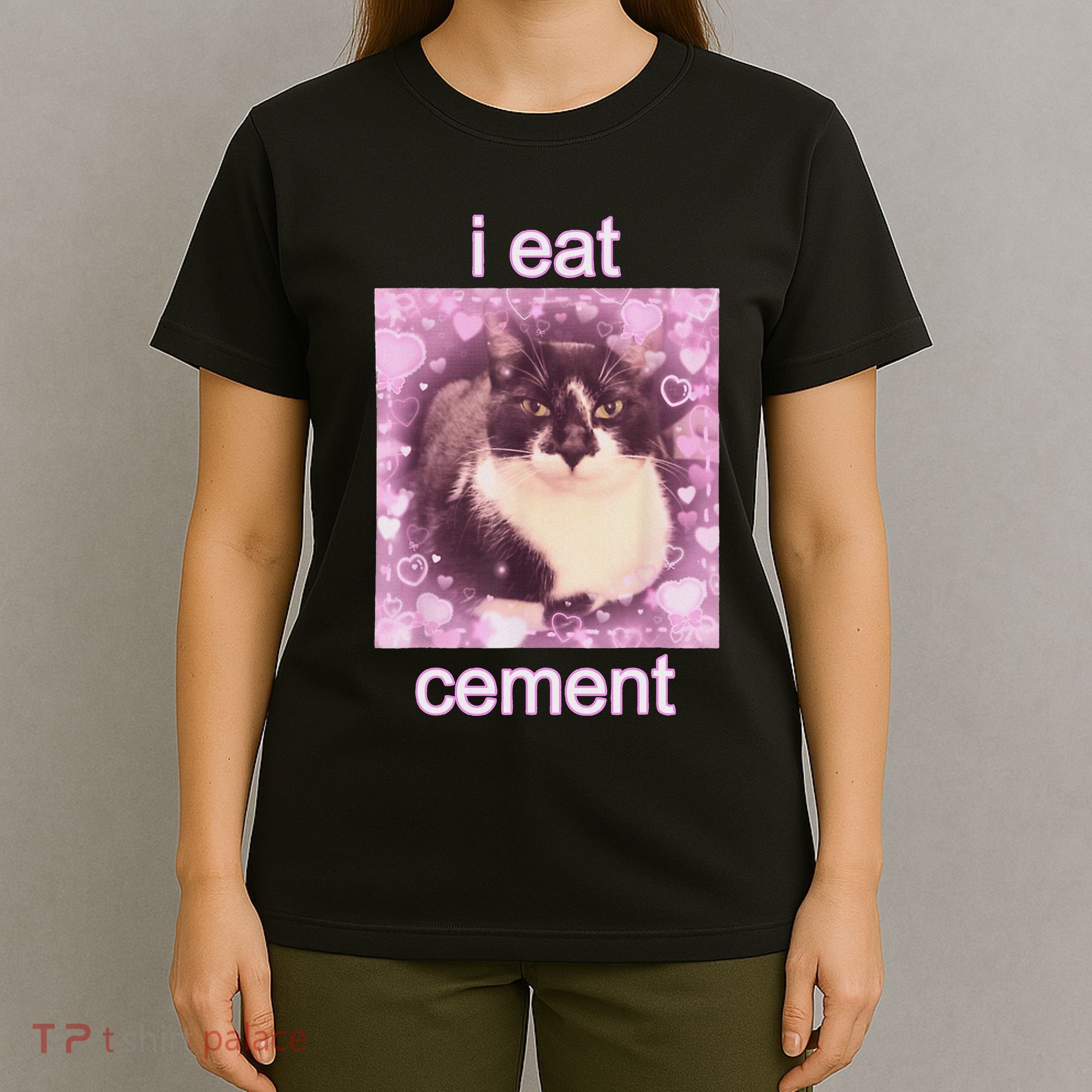 I Eat Cement Cursed Cat Funny Oddly Specific Dank Meme T-Shirt