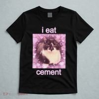 I Eat Cement Cursed Cat Funny Oddly Specific Dank Meme T-Shirt thumb 5
