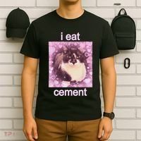 I Eat Cement Cursed Cat Funny Oddly Specific Dank Meme T-Shirt thumb 6