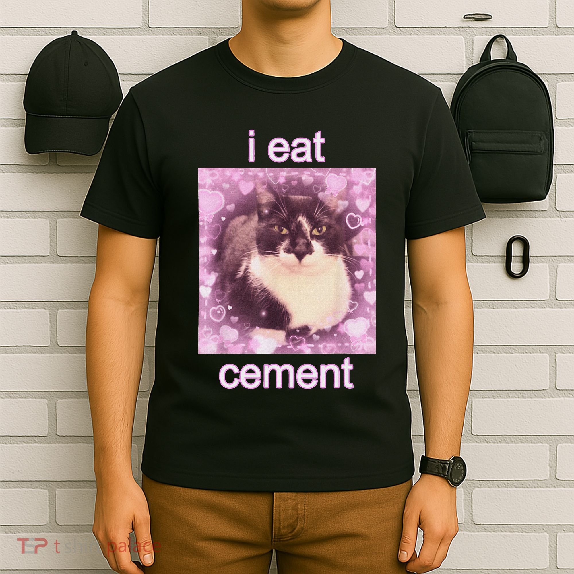I Eat Cement Cursed Cat Funny Oddly Specific Dank Meme T-Shirt