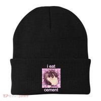 I Eat Cement Cursed Cat Funny Oddly Specific Dank Meme Beanie thumb 0