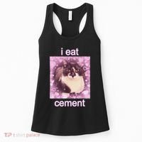 I Eat Cement Cursed Cat Funny Oddly Specific Dank Meme Women's Tank Top thumb 0