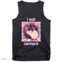 I Eat Cement Cursed Cat Funny Oddly Specific Dank Meme Tank Top thumb 0