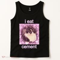 I Eat Cement Cursed Cat Funny Oddly Specific Dank Meme Tank Top thumb 2