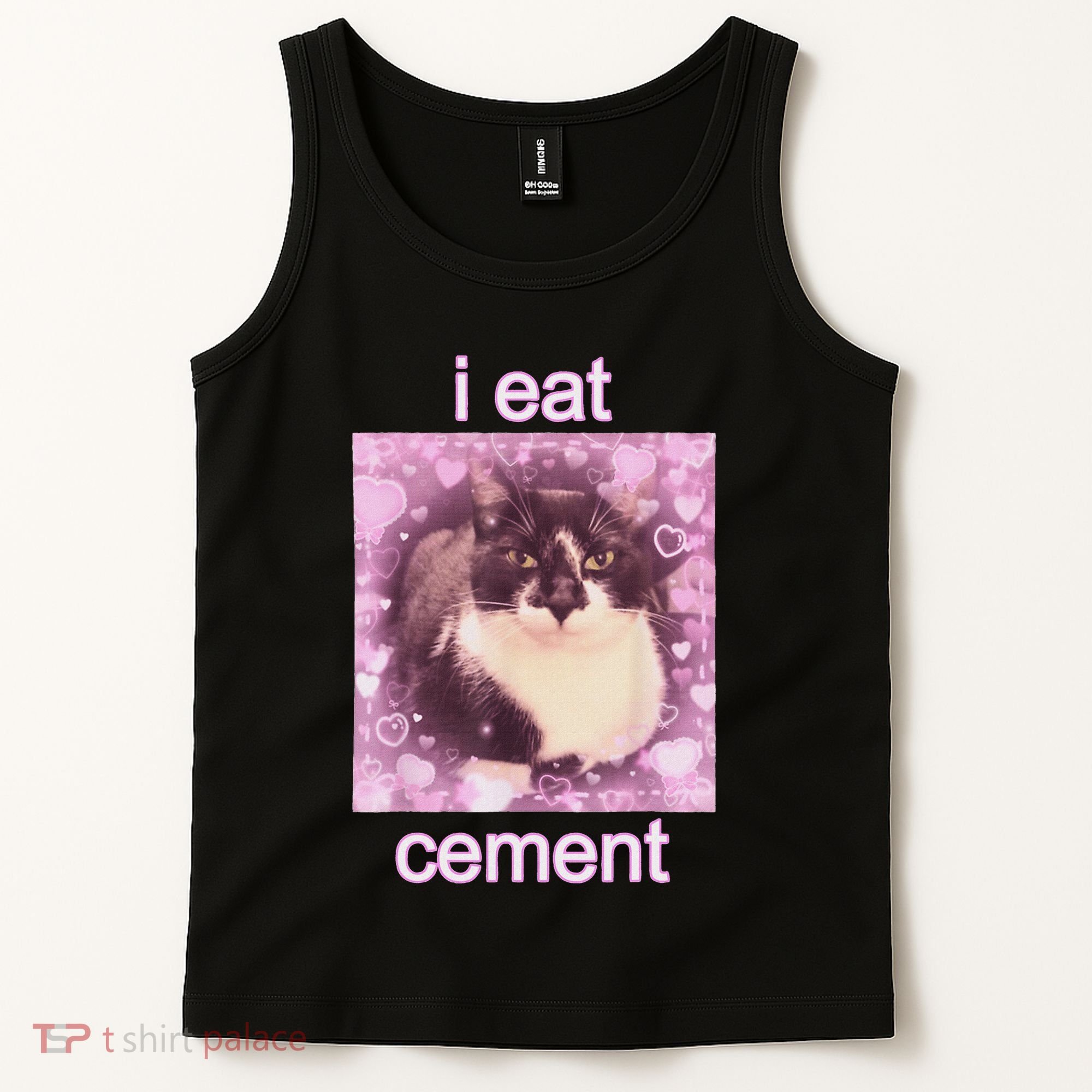 I Eat Cement Cursed Cat Funny Oddly Specific Dank Meme Tank Top
