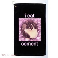 I Eat Cement Cursed Cat Funny Oddly Specific Dank Meme Golf Towel thumb 0