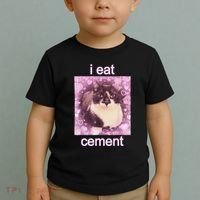 I Eat Cement Cursed Cat Funny Oddly Specific Dank Meme Toddler T-Shirt thumb 2