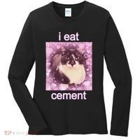 I Eat Cement Cursed Cat Funny Oddly Specific Dank Meme Women's Long Sleeve Shirt thumb 0