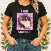 I Eat Cement Cursed Cat Funny Oddly Specific Dank Meme Women's T-Shirt thumb 2