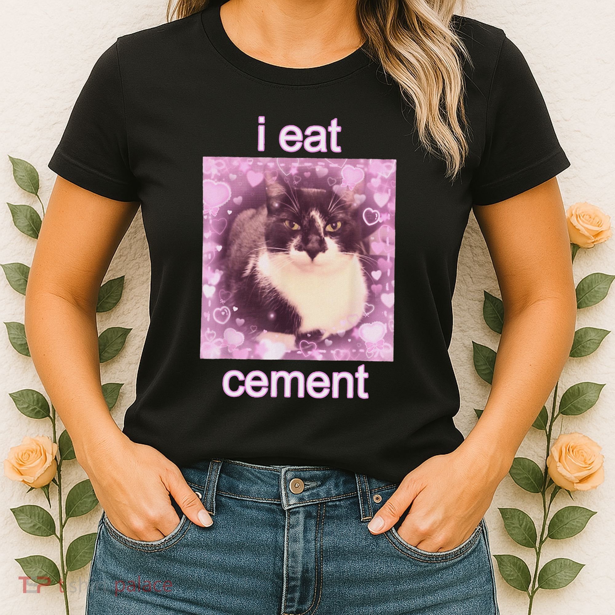 I Eat Cement Cursed Cat Funny Oddly Specific Dank Meme Women's T-Shirt