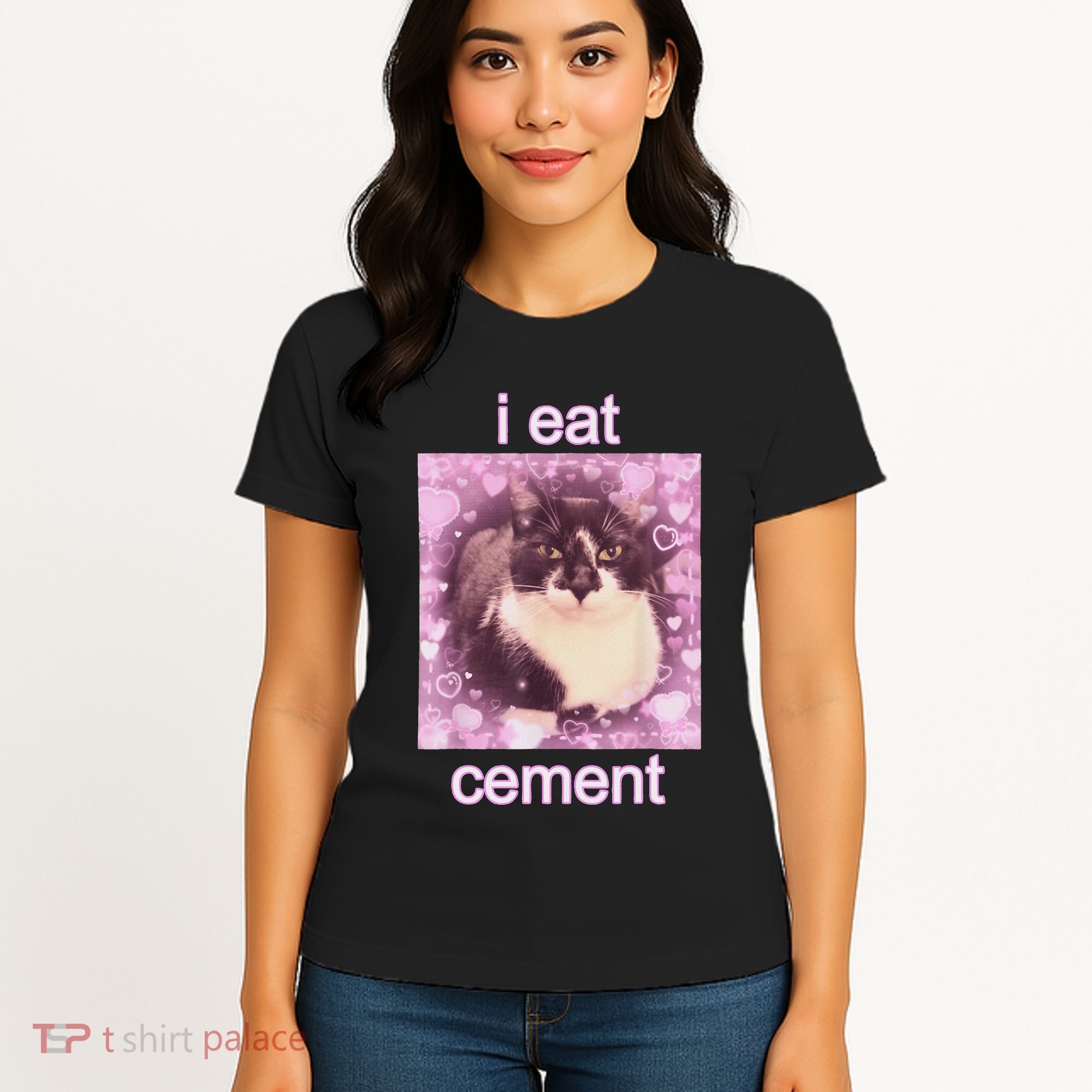 I Eat Cement Cursed Cat Funny Oddly Specific Dank Meme Women's T-Shirt
