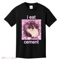 I Eat Cement Cursed Cat Funny Oddly Specific Dank Meme Kids T-Shirt thumb 0