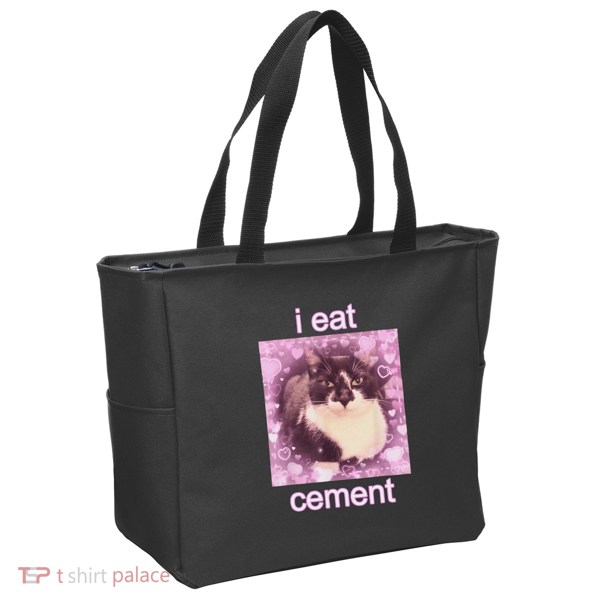 I Eat Cement Cursed Cat Funny Oddly Specific Dank Meme Tote Bag