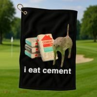 I Eat Cement Cursed Cat Golf Towel thumb 1