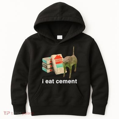 I Eat Cement Cursed Cat Kids Hoodie