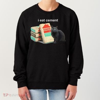 I Eat Cement Cursed Black Cat Funny Dank Meme Women's Sweatshirt