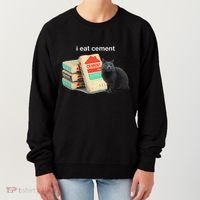 I Eat Cement Cursed Black Cat Funny Dank Meme Women's Sweatshirt thumb 0