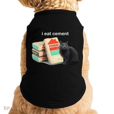 I Eat Cement Cursed Black Cat Funny Dank Meme Doggie Tank
