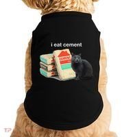 I Eat Cement Cursed Black Cat Funny Dank Meme Doggie Tank thumb 0