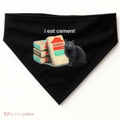 I Eat Cement Cursed Black Cat Funny Dank Meme USA-Made Doggie Bandana