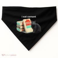 I Eat Cement Cursed Black Cat Funny Dank Meme USA-Made Doggie Bandana thumb 0