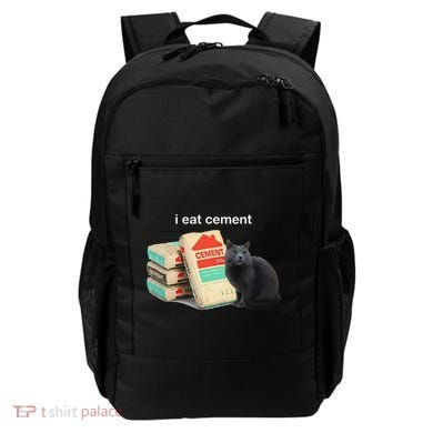 I Eat Cement Cursed Black Cat Funny Dank Meme Backpack