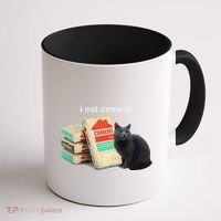 I Eat Cement Cursed Black Cat Funny Dank Meme Coffee Mug thumb 1