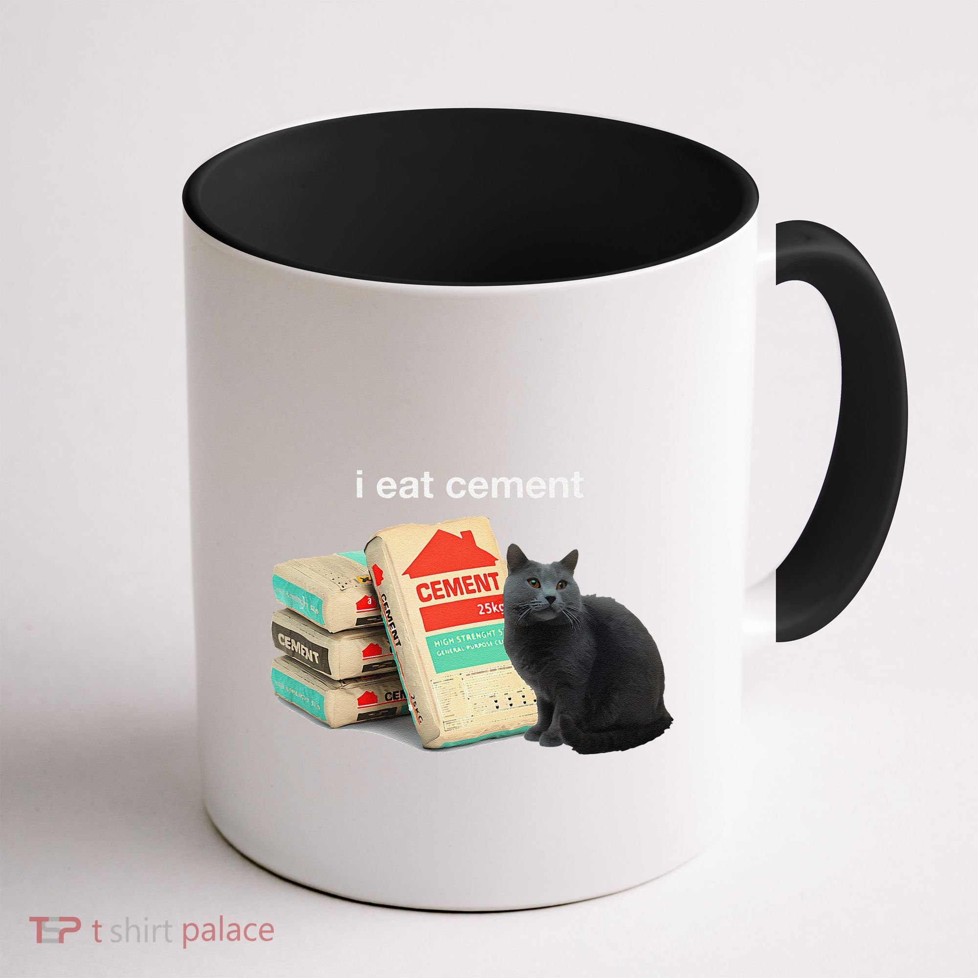 I Eat Cement Cursed Black Cat Funny Dank Meme Coffee Mug