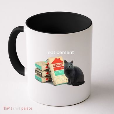 I Eat Cement Cursed Black Cat Funny Dank Meme Coffee Mug