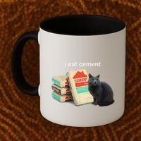 I Eat Cement Cursed Black Cat Funny Dank Meme Coffee Mug thumb 2