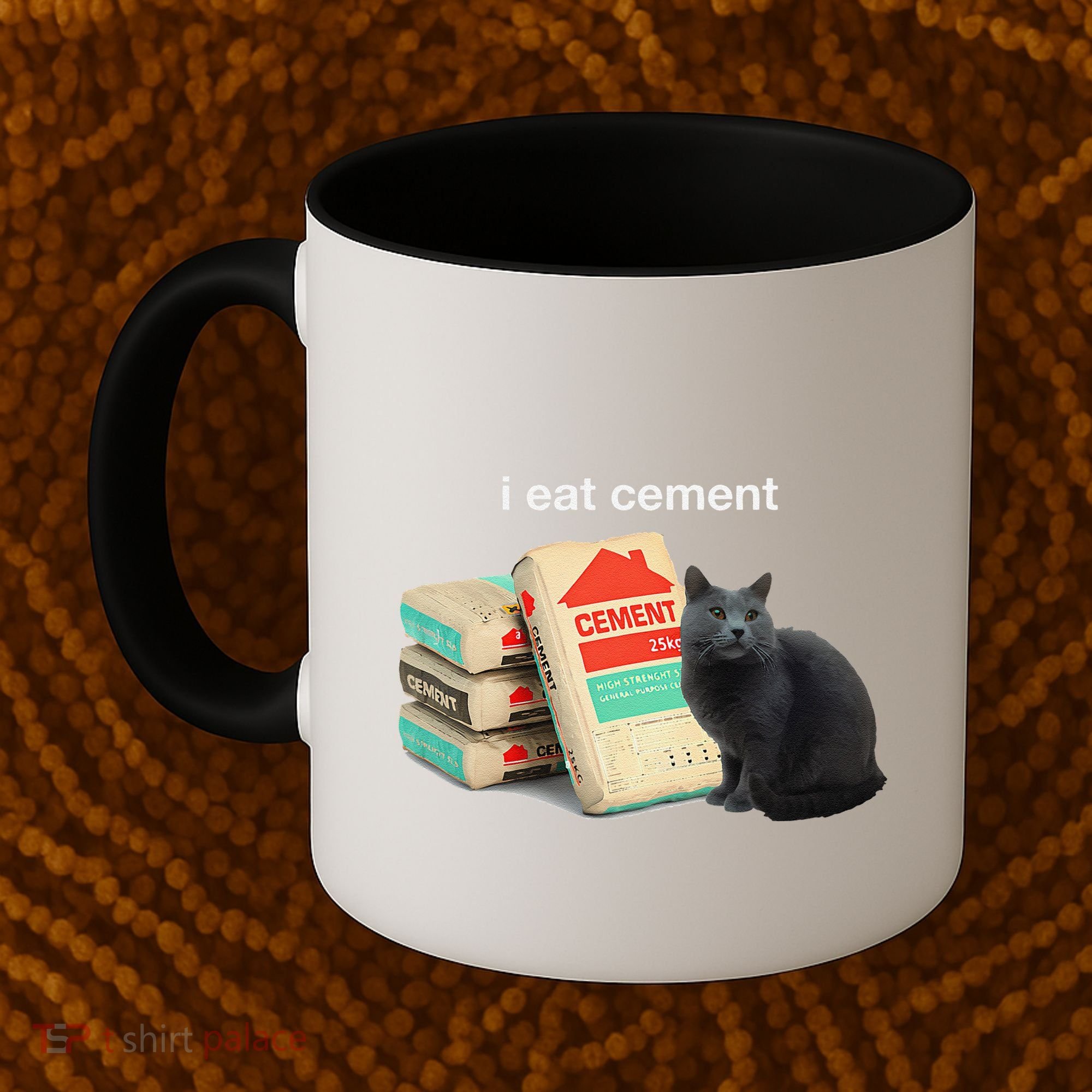 I Eat Cement Cursed Black Cat Funny Dank Meme Coffee Mug
