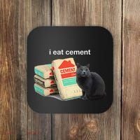 I Eat Cement Cursed Black Cat Funny Dank Meme Coaster thumb 0