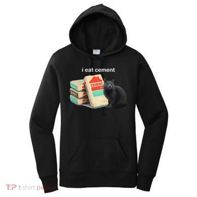 I Eat Cement Cursed Black Cat Funny Dank Meme Women's Hoodie