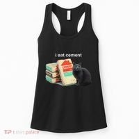 I Eat Cement Cursed Black Cat Funny Dank Meme Women's Tank Top thumb 0