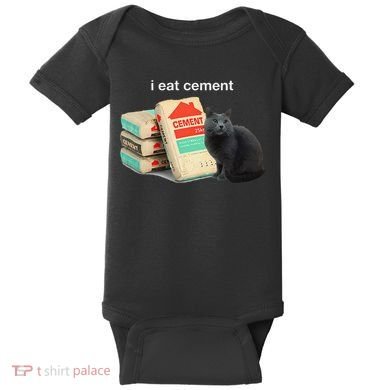 I Eat Cement Cursed Black Cat Funny Dank Meme Baby Bodysuit