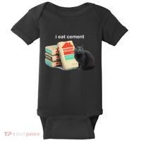I Eat Cement Cursed Black Cat Funny Dank Meme Baby Bodysuit thumb 0
