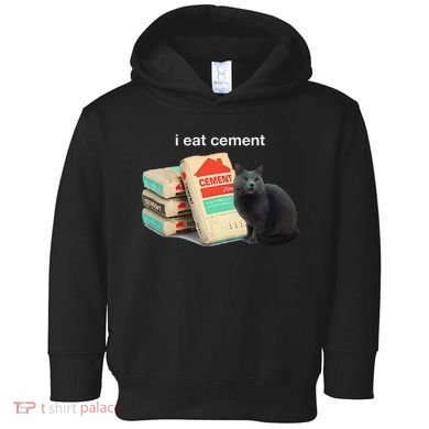 I Eat Cement Cursed Black Cat Funny Dank Meme Toddler Hoodie