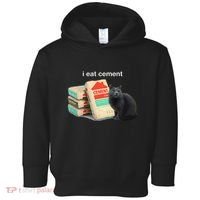 I Eat Cement Cursed Black Cat Funny Dank Meme Toddler Hoodie thumb 0
