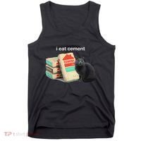 I Eat Cement Cursed Black Cat Funny Dank Meme Tank Top thumb 0