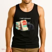 I Eat Cement Cursed Black Cat Funny Dank Meme Tank Top thumb 3