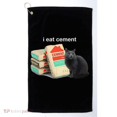 I Eat Cement Cursed Black Cat Funny Dank Meme Golf Towel