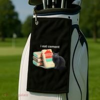 I Eat Cement Cursed Black Cat Funny Dank Meme Golf Towel thumb 2