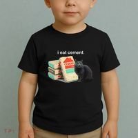 I Eat Cement Cursed Black Cat Funny Dank Meme Toddler T-Shirt thumb 2